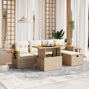 VidaXL Polyrattan Kerti Ülőgarnitúra - 6 részes - Bézs
