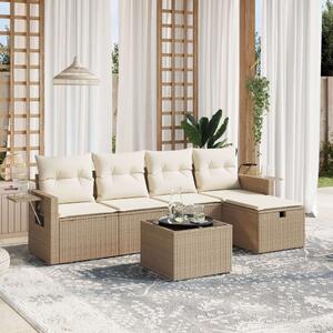VidaXL Polyrattan Kerti Ülőgarnitúra - 6 részes, Bézs