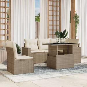 VidaXL Polyrattan Kerti Ülőgarnitúra - 6 részes - Bézs