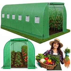 Zöldséges üvegház, zöld UV ablakokkal, 6x3x2m, 18m²