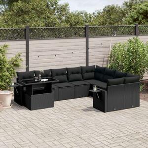 VidaXL Polyrattan Kerti Ülőgarnitúra - 10 részes - Fekete
