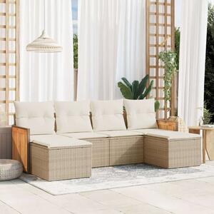Polyrattan Kerti Ülőgarnitúra - 6 részes - Bézs
