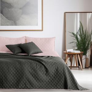 Axel rózsaszín-fekete kétoldalas mikroszálas ágytakaró, 200 x 220 cm - DecoKing