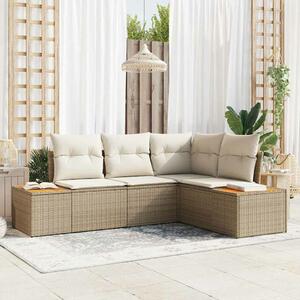 VidaXL Kerti Kanapé Szett párnával 5 pcs Bézs Poli rattan