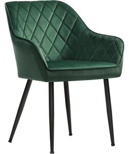 SONGMICS kárpitozott bársony étkezőszék karfával, 110 kg teherbírás, 63x60x85 cm, zöld