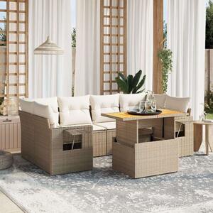 VidaXL Polyrattan Kerti Ülőgarnitúra - 7 részes - Bézs