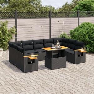 VidaXL Polyrattan Kerti Ülőgarnitúra - 10 részes - Fekete