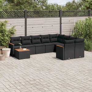 VidaXL Polyrattan Kerti Ülőgarnitúra - 10 részes - Fekete