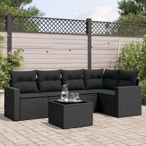 Polyrattan Kerti Ülőgarnitúra - 6 részes - Fekete