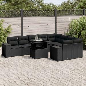 VidaXL Polyrattan Kerti Ülőgarnitúra - 10 részes - Fekete