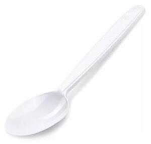 Evőkanál, műanyag, többször használatos, 18 cm, 50 db, fehér (KHMU313)
