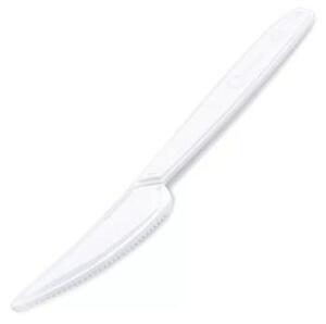 Kés, műanyag, többször használatos, 18 cm, 50 db, fehér (KHMU314)