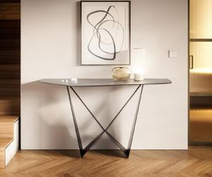 DELIFE Konzolasztal Edge polygonális 140x50 cm kerámia beton szürke Livos fém fekete