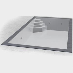 Téglalap alakú Styrofoam profi medence szett 7,00 x 3,50 x 1,50 m, szürke fólia, sarok beépített lépcső 118 x 118 cm