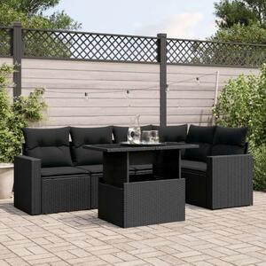 VidaXL Polyrattan Kerti Ülőgarnitúra - 6 részes - Fekete