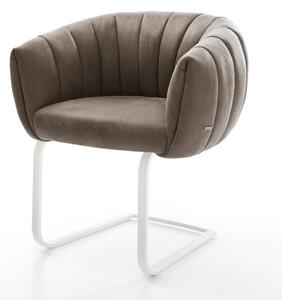 DELIFE Étkezőszék Jada-Flex mikroszálas taupe vintage konzolos lapos fehér zsákrugós