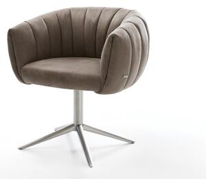 DELIFE Étkezőszék Jada-Flex mikroszálas taupe vintage rozsdamentes acél kereszt láb 360° forgatható billenő zsákrugó