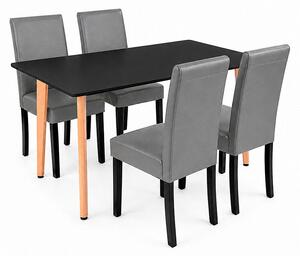 Leziter Verona 120 4+1 étkező garnitúra fekete-szürke