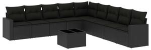 VidaXL Polyrattan Kerti Ülőgarnitúra - 10 részes - Fekete