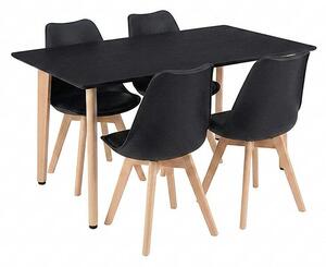 Leziter Silla 120 4+1 étkező garnitúra fekete-fekete