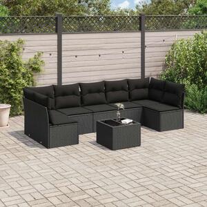 Polyrattan Kerti Ülőgarnitúra - 8 részes - Fekete