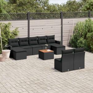 VidaXL Polyrattan Kerti Ülőgarnitúra - 10 részes - Fekete