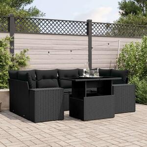 VidaXL Polyrattan Kerti Ülőgarnitúra - 7 részes - Fekete