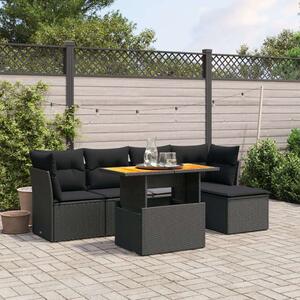 VidaXL Polyrattan Kerti Ülőgarnitúra - 6 részes, Fekete