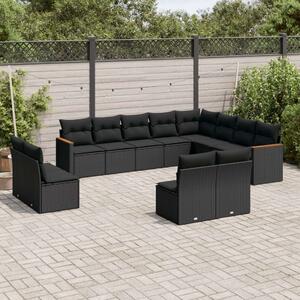 VidaXL Polyrattan Kerti Ülőgarnitúra - 12 részes - Fekete