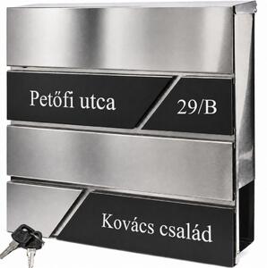 Rozsdamentes (INOX) fém postaláda, gravírozott felirattal "4"