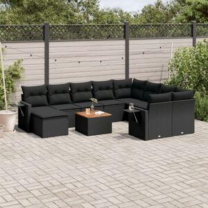 VidaXL Polyrattan Kerti Ülőgarnitúra - 11 részes - Fekete
