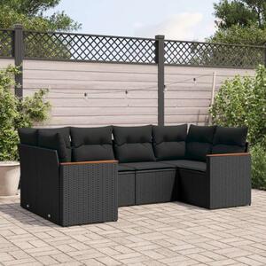 VidaXL Polyrattan Kerti Ülőgarnitúra - 6 részes - Fekete