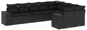 VidaXL Polyrattan Kerti Ülőgarnitúra - 9 részes - Fekete