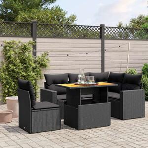 VidaXL Polyrattan Kerti Ülőgarnitúra - 6 részes - Fekete