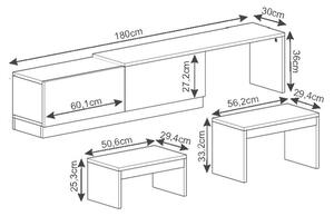 Hanah Home TV Stand Travertine Warm Oak Nest - Travertine, Warm Oak