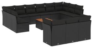 VidaXL Polyrattan Kerti Ülőgarnitúra - 14 részes - Fekete