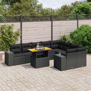 VidaXL Polyrattan Kerti Ülőgarnitúra - Fekete - 10 részes