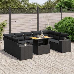 VidaXL Polyrattan Kerti Ülőgarnitúra - 10 részes - Fekete