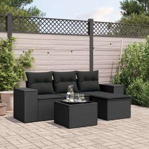 VidaXL Polyrattan Kerti Kanapé - 5 részes szett - Fekete