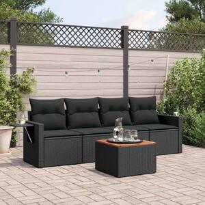 VidaXL Polyrattan Kerti Kanapé Szett - 5 részes - Fekete