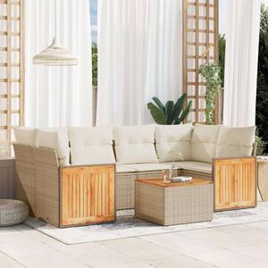 Polyrattan Kerti Ülőgarnitúra - 7 részes - Bézs