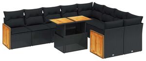 VidaXL Polyrattan Kerti Ülőgarnitúra - 10 részes - Fekete