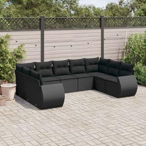 VidaXL Polyrattan Kerti Ülőgarnitúra - 9 részes - Fekete