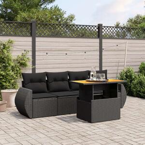 VidaXL 5 részes Kerti Kanapé szett - Fekete Polyrattan