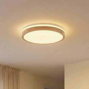 Lindby LED mennyezeti lámpa Emiva, Ø 49 cm, CCT, fa, dimmelhető, Világos fa, Nappali / Étkező, Fa, Modern