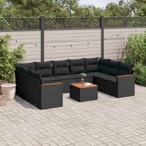 VidaXL Polyrattan Kerti Ülőgarnitúra - 10 részes - Fekete