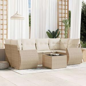 VidaXL Polyrattan Kerti Ülőgarnitúra - 7 részes, Bézs
