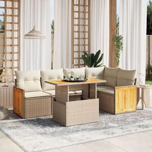 VidaXL Polyrattan Kerti Ülőgarnitúra - 6 részes - Bézs