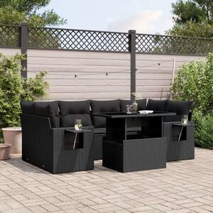 VidaXL Polyrattan Kerti Ülőgarnitúra - 7 részes - Fekete