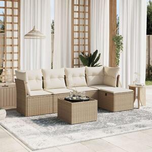 VidaXL Polyrattan Kerti Ülőgarnitúra - 6 részes - Bézs